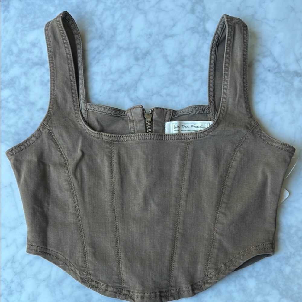 Free People Brown corsetCrop Top small NWT